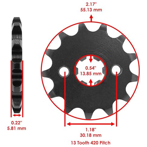 Caltric 13144-1043 Front Drive Chain Sprocket Compatible with Kawasaki KLX110 2010-2024 / KLX110L 2010-2024 in Saudi Arabia