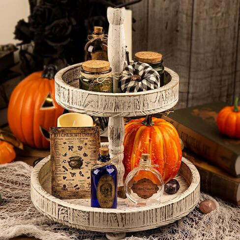 Potion Bottles Halloween Decoration, Set of 4 Glass Potion Bottles with Corks and 10 Halloween Bottle labels, Halloween Tiered Tray Decor, Halloween Decorations Indoor in Kuwait