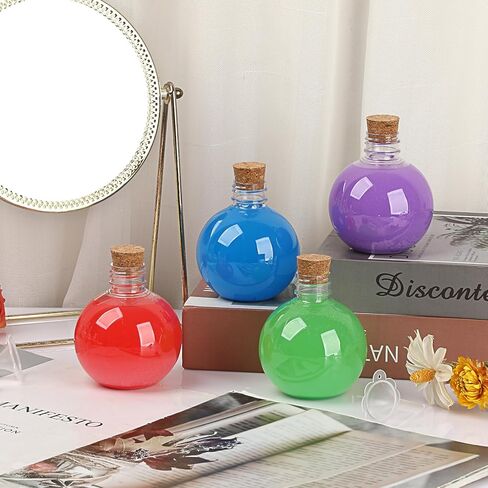 30 حزمة 5oz الكرة شكل البلاستيك زجاجات الفن الرمال زجاجات جرعة كروية مع الفلين زجاجة الخمور واضحة متمنيا قارورة كوكتيل كرات زخرفة DIY بها بنفسك هدية الحرف حفل زفاف الديكور in Kuwait