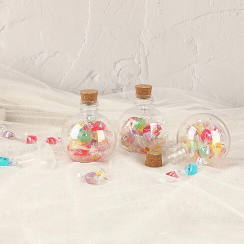 30 حزمة 5oz الكرة شكل البلاستيك زجاجات الفن الرمال زجاجات جرعة كروية مع الفلين زجاجة الخمور واضحة متمنيا قارورة كوكتيل كرات زخرفة DIY بها بنفسك هدية الحرف حفل زفاف الديكور in Kuwait