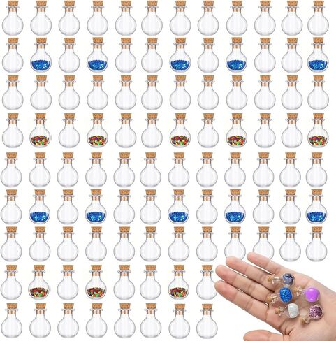 100 Pcs 2ml Mini Glass Bottles with Cork Stoppers, Small Wishing Potion & Clear Drifting Message Glass Vials for Birthday Party Favors, DIY Crafts, Spell Jars and Gift Making Supplies in Saudi Arabia