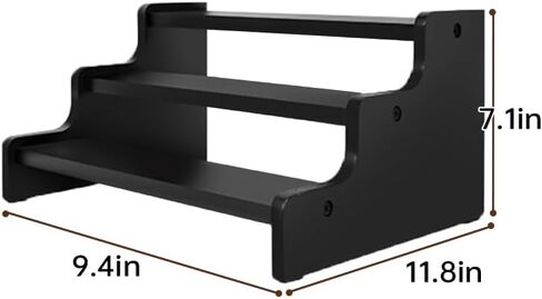 Wooden Cologne Organizer for Men, Perfume Organizer Stand, Cologne Stand with Anti-Slip Washers, Wooden Display Risers Stand for Figures, Fragrances, Dessert, Cupcake, Makeup (Black, 3-tier-9.4in) in Saudi Arabia