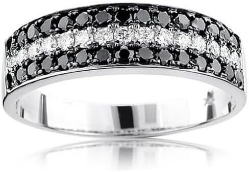 2.00 قيراط قطع مستديرة رائعة من الماس الأبيض والأسود للرجال خاتم الخطوبة والزفاف 14 قيراط من الذهب الأبيض 925 فضة استرلينية in Kuwait