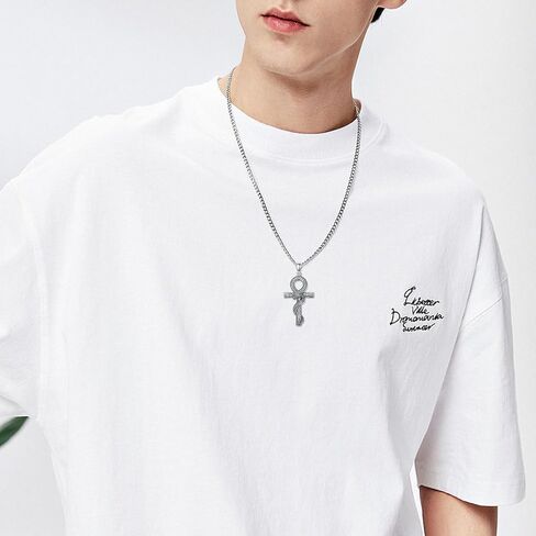 عنخ ثعبان قلادة للرجال النساء 925 الفضة الاسترليني ثعبان عنخ قلادة مع سلسلة الفولاذ المقاوم للصدأ ثعبان الصليب قلادة المصرية عنخ ثعبان قلادة قلادة in Kuwait