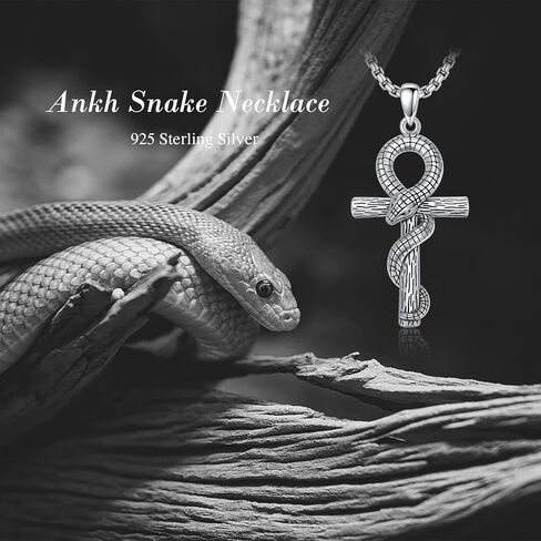 عنخ ثعبان قلادة للرجال النساء 925 الفضة الاسترليني ثعبان عنخ قلادة مع سلسلة الفولاذ المقاوم للصدأ ثعبان الصليب قلادة المصرية عنخ ثعبان قلادة قلادة in Kuwait