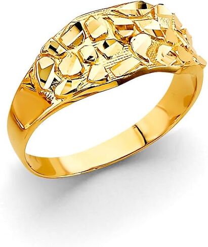 14k Yellow Gold Nugget Men's Ring in Saudi Arabia