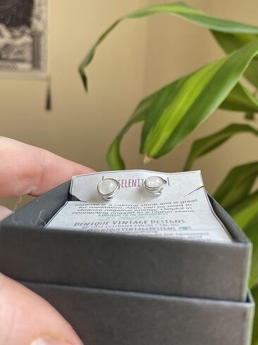 Selenite 6mm Post Earrings in Black Iron, Titanium, Steel, Sterling Silver,14K Rose Gold or 14k Gold Wire (Handmade), Birthstone Jewelry, Real Gemstone bead in Saudi Arabia