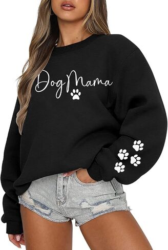 سويت شيرت KNEYATTA Dog Mom للسيدات لمحبي الكلاب، سويت شيرت برسومات مضحكة، بلوفر للكلاب مام in Saudi Arabia