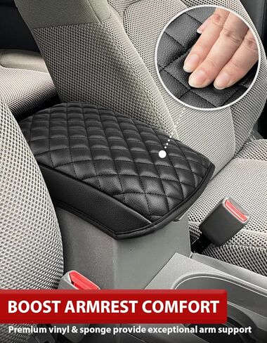 KBH Center Console Armrest Cover for Nissan Frontier 2005-2021, Xterra 2005-2015, Middle Console Arm Rest Lid Cushion Pad, Vinyl Leather Interior Accessories, Anti-Scratch, Black in Saudi Arabia