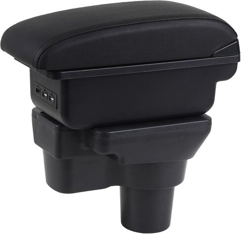 for Hyundai Accent Armrest 2017-2021 Car Arm Rest Center Organizer Console Storage Box Retrofit Parts Accessories with 3 USB Port Black Leather in Saudi Arabia