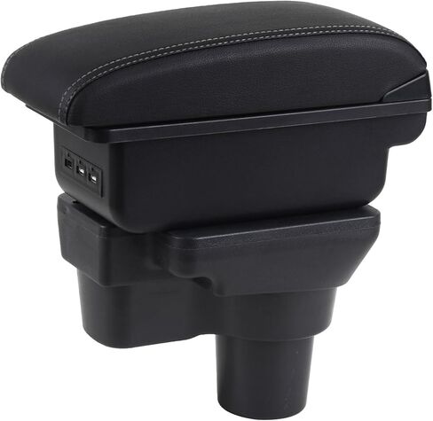 for Hyundai Accent Armrest 2017-2021 Car Arm Rest Center Organizer Console Storage Box Retrofit Parts Accessories with 3 USB Port Black Leather in Saudi Arabia