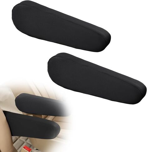 2PCS Armrest Cover for Car, Wear-Resistant Arm Rest Covers, Elastic Fabric Auto Seat Armrest Protectors, Soft & Comfortable Front Seat Arm Rest pads for Truck, Car, SUV, Sedan, Black in Saudi Arabia