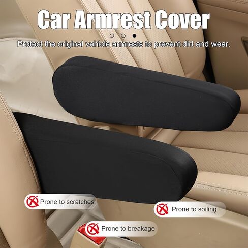 2PCS Armrest Cover for Car, Wear-Resistant Arm Rest Covers, Elastic Fabric Auto Seat Armrest Protectors, Soft & Comfortable Front Seat Arm Rest pads for Truck, Car, SUV, Sedan, Black in Saudi Arabia