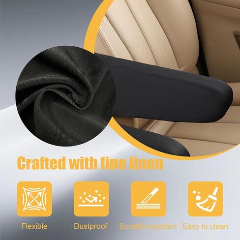 2PCS Armrest Cover for Car, Wear-Resistant Arm Rest Covers, Elastic Fabric Auto Seat Armrest Protectors, Soft & Comfortable Front Seat Arm Rest pads for Truck, Car, SUV, Sedan, Black in Saudi Arabia