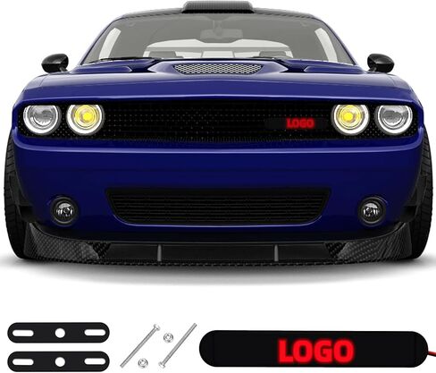 شعار LED لشارة شبكة السيارة المخصصة، شارة شعار الشبكة الأمامية المضيئة للسيارة، إدراج ضوء LED لشواية السيارة ينطبق على جميع المركبات (نص مخصص) in Saudi Arabia