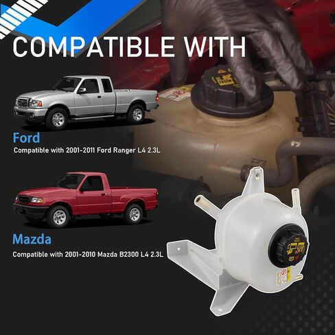 Engine Coolant Overflow Reservoir Expansion Tank With Cap Compatible With 2001-2011 Ford Ranger L4 2.3L Mazda B2300 L4 2.3L Replaces 603-091 1L5Z8A080AC 2L5Z8A080AA 9C3Z8101B 603091 in Saudi Arabia