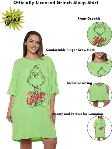 The Grinch Dr. Seuss Womens Sleepshirt One Size and Plus Size in Kuwait