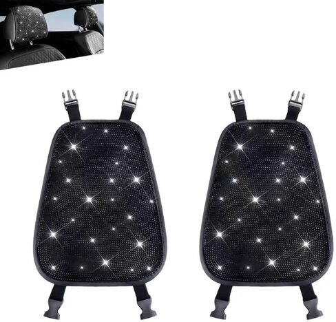 2 PCS Bling Car Headrest Cover, Diamond-Studded Car Seat Headrest Protector, Breathable Ice Silk Cars Seat Headrest Protector for Girls Women, for Most Cars (White) in Saudi Arabia