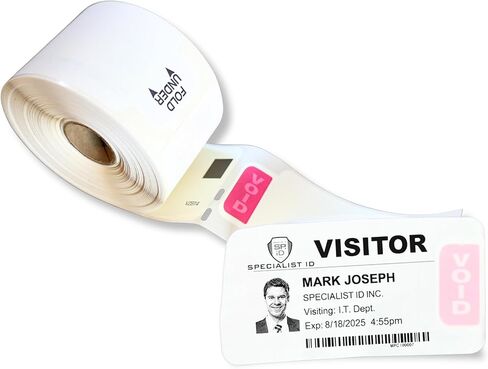 Printable Self Expiring Visitor Badge Sticker Rolls for Direct Thermal Printers - 250 1 Day Self-Expiring Visitor Name Badges - Adhesive 2 1/4 x 4 Inch - 1" Core VOID Name Tag Stickers - Specialist ID in Saudi Arabia