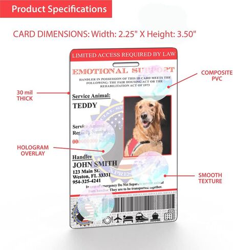 بطاقة تعريف الحيوان المخصصة للدعم العاطفي من XpressID بالإضافة إلى شارة ومحفظة جلدية - يتضمن التسجيل في السجل الوطني للكلاب - رمز الاستجابة السريعة جاهز in Kuwait