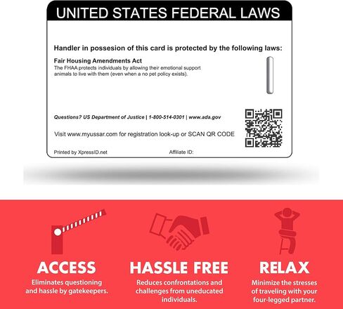 بطاقة تعريف الحيوان المخصصة للدعم العاطفي من XpressID بالإضافة إلى شارة ومحفظة جلدية - يتضمن التسجيل في السجل الوطني للكلاب - رمز الاستجابة السريعة جاهز in Kuwait