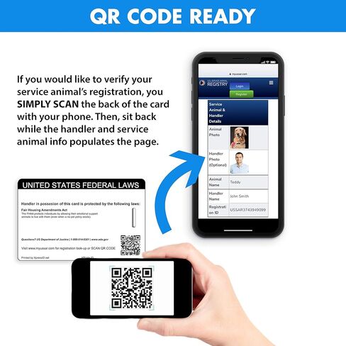 بطاقة تعريف الحيوان المخصصة للدعم العاطفي من XpressID بالإضافة إلى شارة ومحفظة جلدية - يتضمن التسجيل في السجل الوطني للكلاب - رمز الاستجابة السريعة جاهز in Kuwait