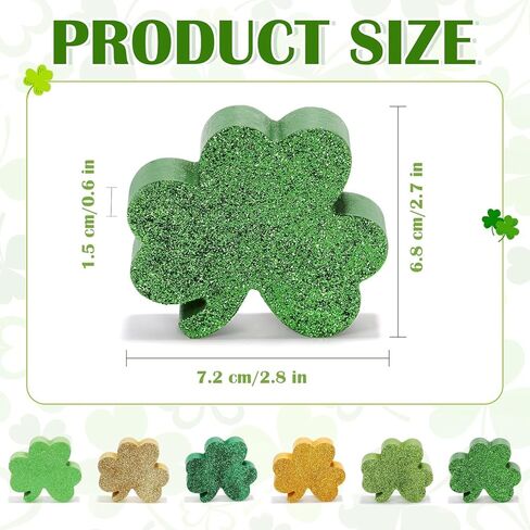 زينة عيد القديس باتريك، 6 قطع خشبية لامعة لامعة، صينية متدرجة للعطلات الأيرلندية للقديس باتي، رف طاولة منزلي، مجموعة ديكور مكتب المكتب، علامات على سطح الطاولة باللون الأخضر والذهبي البرسيم in Kuwait