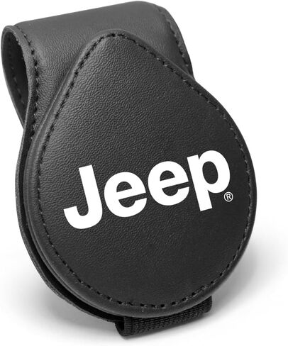 iPick Image for Jeep Logo Black Leather Magnetic Sunglass Holder Car Sun Visor Mount Clip - Official Licensed in Saudi Arabia
