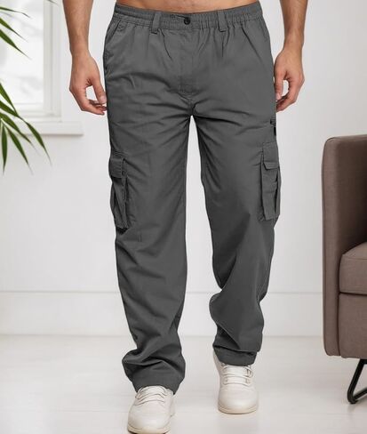 Mens Cargo Pants Casual Jogger Multi Pockets Sweatpants in Saudi Arabia