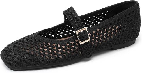 ماري جين حذاء باليه نسائي مسطح بمقدمة مربعة مريح لحزام الكاحل غير رسمي سهل الارتداء قابل للغسل in Kuwait