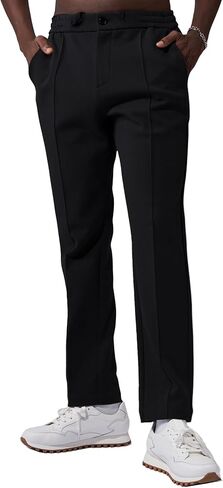 Fioboc Mens Casual Pants Elastic Waist Dress Pants Lightweight Drawstring Sweatpants with Pockets in Saudi Arabia