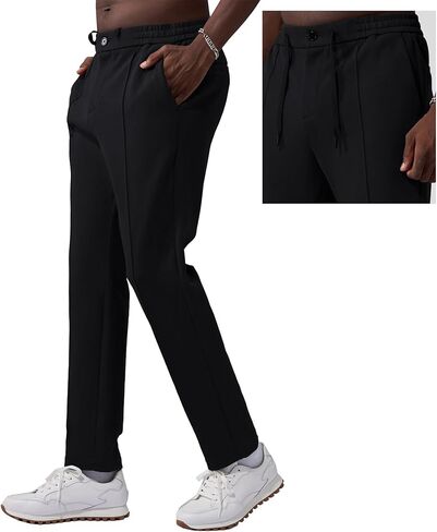 Fioboc Mens Casual Pants Elastic Waist Dress Pants Lightweight Drawstring Sweatpants with Pockets in Saudi Arabia