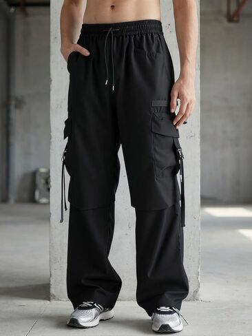 Men's Cargo Pants Elastic Waist Loose Fit Trousers with Utility Pockets in Saudi Arabia