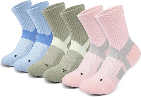 6 Pairs Women's Athletic Crew Socks Compression Cushioned Moisture Wicking Seamless for Running Gym Yoga Tennis in Saudi Arabia