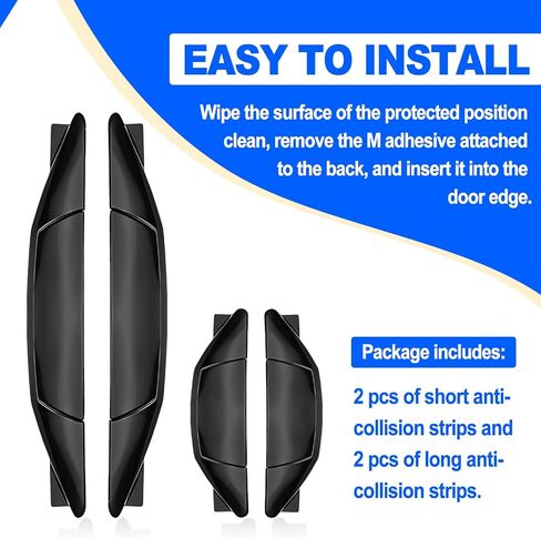 Set of 4 Pieces Universal Car Door Edge Guards Heavy Duty Anti-Collision Strips with Self-Adhesive Door Protector for Cars SUVs Trucks Black in Kuwait