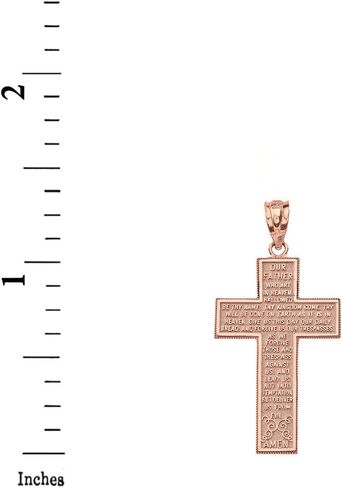Solid 10k Rose Gold Our Father Lord's Prayer Cross Pendant in Saudi Arabia