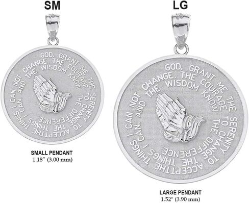 Engraved Serenity Prayer with Praying Hands and Lord's Prayer Medal Pendant (1.15") in Saudi Arabia