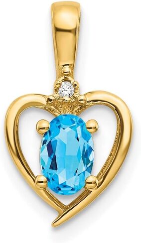 Sonia Jewels Solid Real 14k Yellow Gold Diamond and Blue Topaz Pendant Charm - 17mm x 10mm in Saudi Arabia