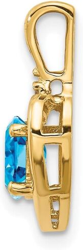 Sonia Jewels Solid Real 14k Yellow Gold Diamond and Blue Topaz Pendant Charm - 17mm x 10mm in Saudi Arabia