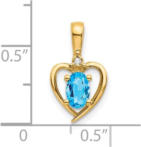 Sonia Jewels Solid Real 14k Yellow Gold Diamond and Blue Topaz Pendant Charm - 17mm x 10mm in Saudi Arabia