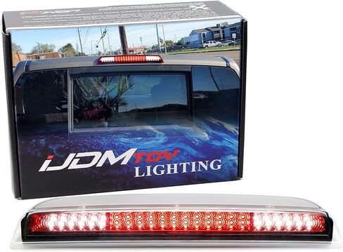 iJDMTOY Race Car Style Strobe Black-Out Smoke Lens مع عاكس كروم أحمر 48-SMD LED عالي التركيب للفرامل الثالثة / مجموعة ضوء التخليص متوافقة مع Nissan Frontier (D40 D41) in Saudi Arabia