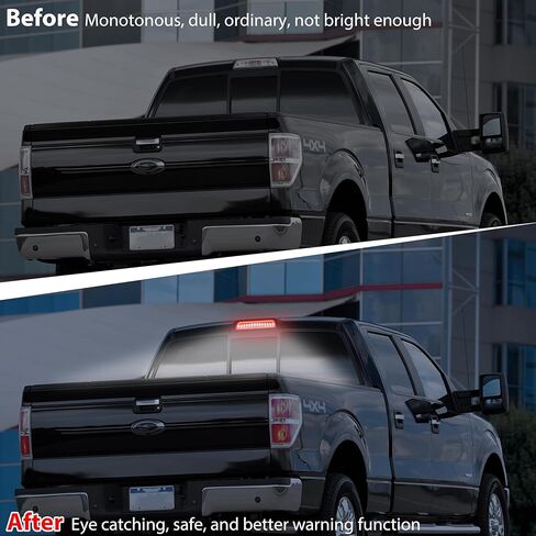 مصباح فرامل LED ثالث لسيارة Ford F150 09-14، مصباح إيقاف خلفي للعدسة المدخنة، مصباح إيقاف عالي الفلاش مع حشوات إسفنجية مانعة للتسرب لملحقات Ford F-150 2009-2014 (التوصيل والتشغيل) in Saudi Arabia