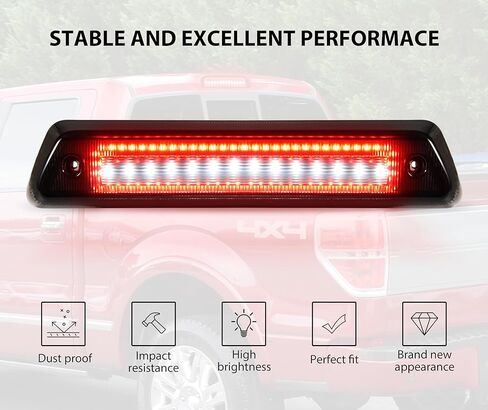 مصباح فرامل LED ثالث لسيارة Ford F150 09-14، مصباح إيقاف خلفي للعدسة المدخنة، مصباح إيقاف عالي الفلاش مع حشوات إسفنجية مانعة للتسرب لملحقات Ford F-150 2009-2014 (التوصيل والتشغيل) in Saudi Arabia