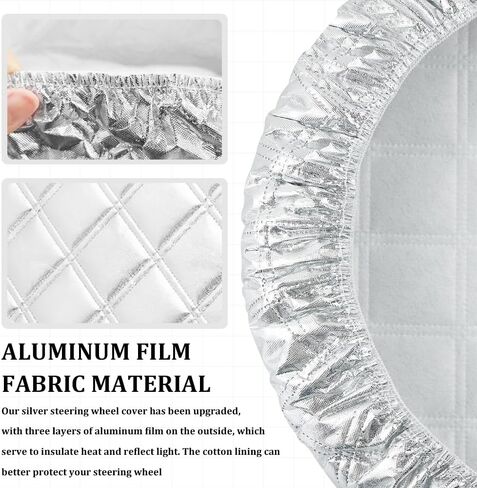 Car Steering Wheel Cover Sun Shade, Steering Wheel Accessories, Aluminum Film Car Wheel Cover Heat Insulation Cooling, Universal Thickened Steering Wheel Sun Block Fit for 15.75" Diameter in Saudi Arabia