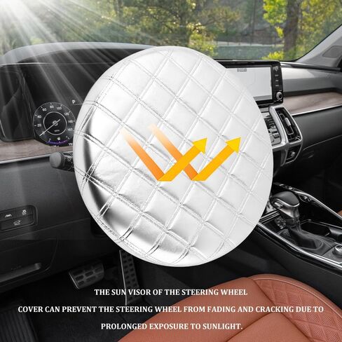Car Steering Wheel Cover Sun Shade, Steering Wheel Accessories, Aluminum Film Car Wheel Cover Heat Insulation Cooling, Universal Thickened Steering Wheel Sun Block Fit for 15.75" Diameter in Saudi Arabia