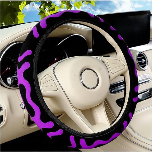غطاء عجلة قيادة السيارة، واقي عجلة قيادة السيارة، محيطي بالكامل ومرن ولطيف، ملحقات تزيين داخلية واقية للسيارات، عالمي لشاحنة SUV RV (أرجواني) in Kuwait
