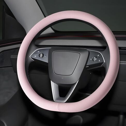 Microfiber Leather Universal 14.5-15 inch Steering Wheel Cover,Easy to Install Non-Slip Breathable Steering Wheel Protector Black in Kuwait