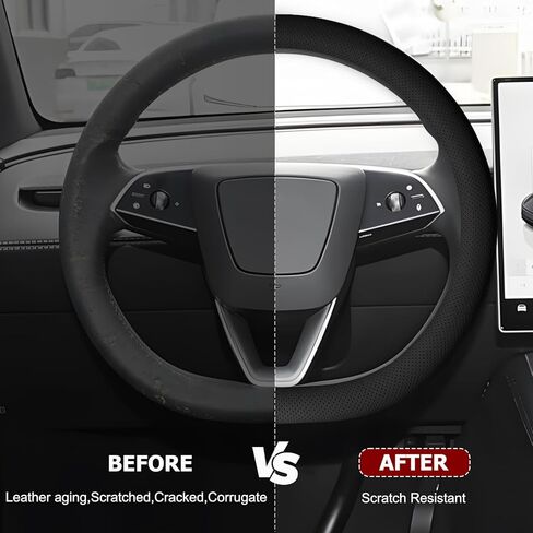 Microfiber Leather Universal 14.5-15 inch Steering Wheel Cover,Easy to Install Non-Slip Breathable Steering Wheel Protector Black in Saudi Arabia