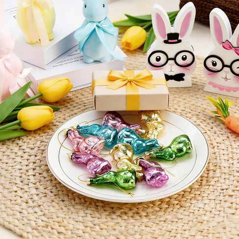 15 Pack Easter Glass Bunny Hanging Ornaments - Multi-Color Bunny Shaped Ornaments for Easter Tree Spring Decor Collectible. in Saudi Arabia