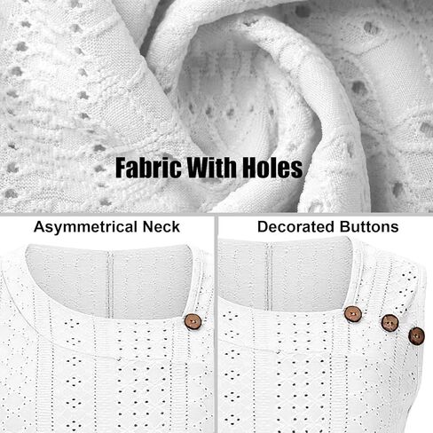 Womens Tank Tops Eyelet Embroidery Sleeveless Loose Fit Blouse Summer Trendy Asymmetric V Neck Y2K Fashion T-Shirts in Saudi Arabia